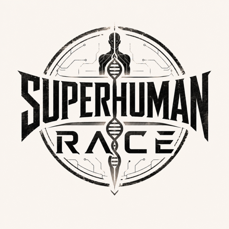This is the white logo for the Superhuman Race